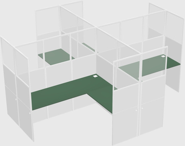 Shared l-shaped cubicles