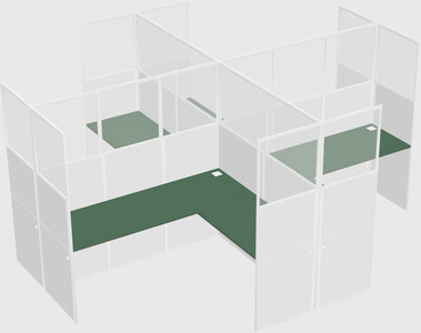 Shared l-shaped cubicles
