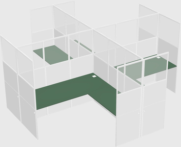 Shared l-shaped cubicles