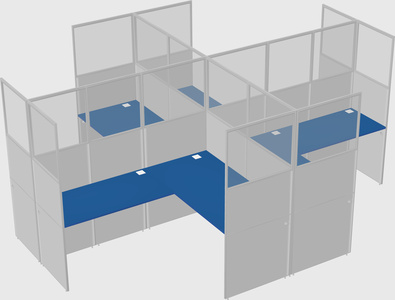 Shared l-shaped cubicles