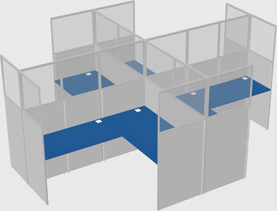 Shared l-shaped cubicles
