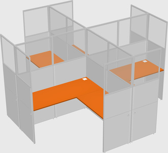 Shared l-shaped cubicles