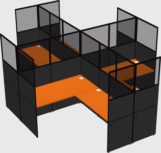 Shared l-shaped cubicles
