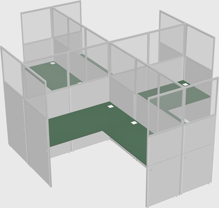 Shared l-shaped cubicles