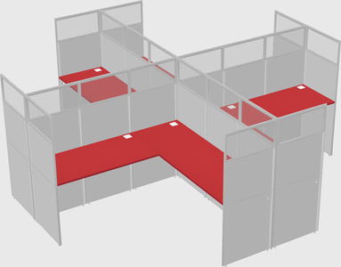 Shared l-shaped cubicles