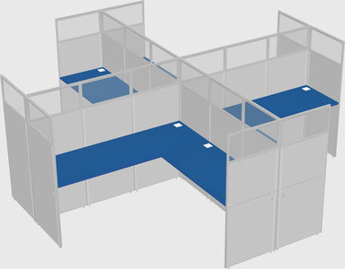 Shared l-shaped cubicles