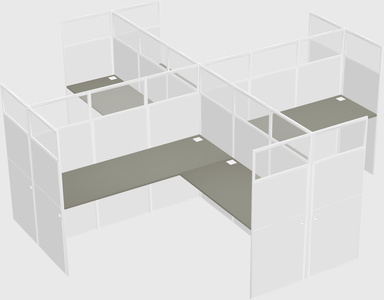 Shared l-shaped cubicles