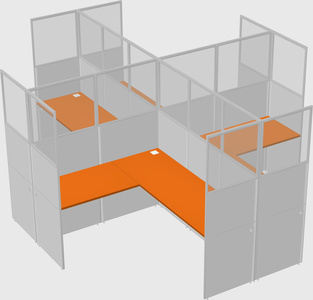 Shared l-shaped cubicles