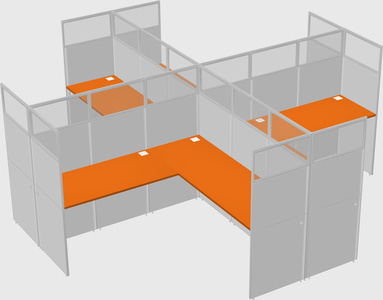 Shared l-shaped cubicles