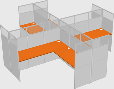 Shared l-shaped cubicles