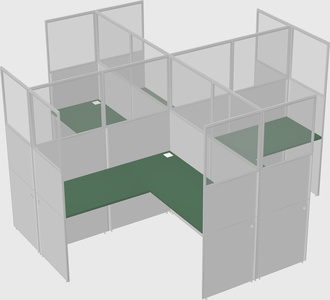 Shared l-shaped cubicles