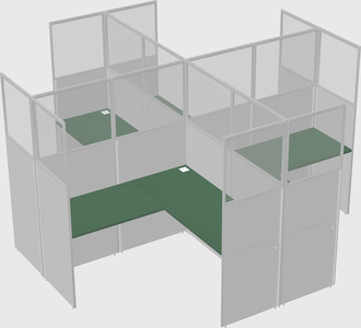 Shared l-shaped cubicles