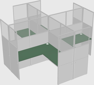 Shared l-shaped cubicles