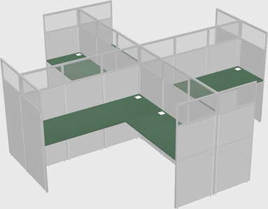 Shared l-shaped cubicles