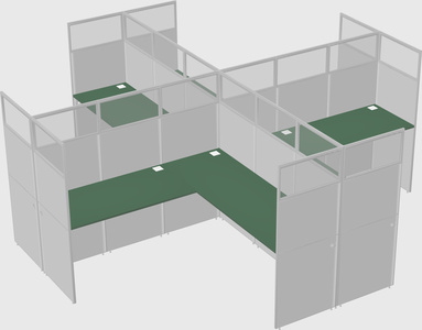 Shared l-shaped cubicles