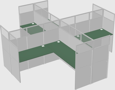 Shared l-shaped cubicles