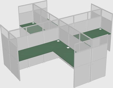 Shared l-shaped cubicles