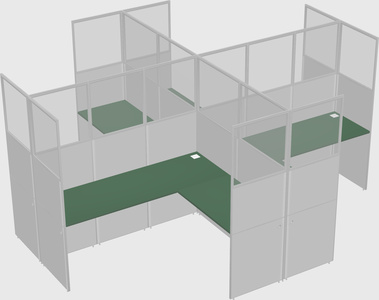 Shared l-shaped cubicles