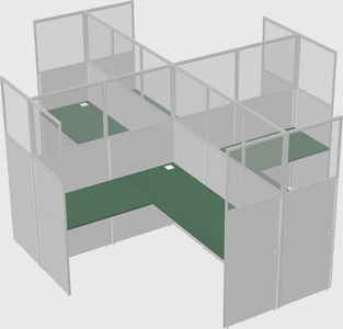 Shared l-shaped cubicles