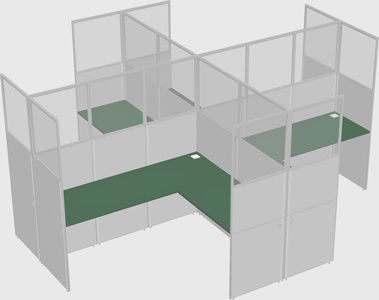 Shared l-shaped cubicles
