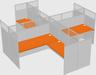 Shared l-shaped cubicles