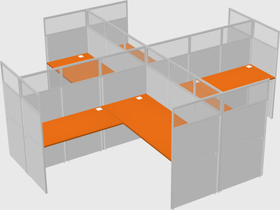 Shared l-shaped cubicles