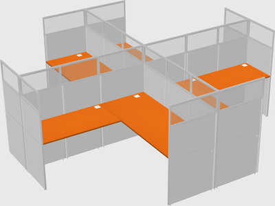 Shared l-shaped cubicles