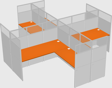 Shared l-shaped cubicles