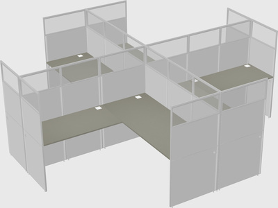 Shared l-shaped cubicles
