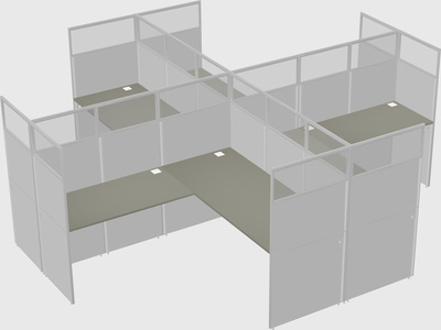 Shared l-shaped cubicles