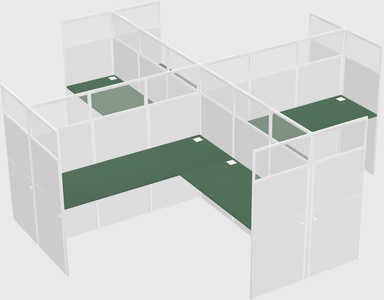 Shared l-shaped cubicles