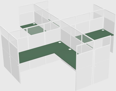 Shared l-shaped cubicles