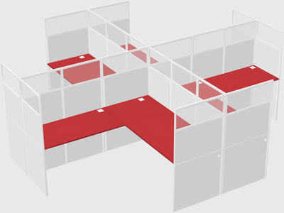Shared l-shaped cubicles