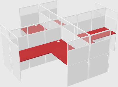 Shared l-shaped cubicles
