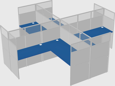 Shared l-shaped cubicles
