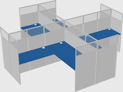 Shared l-shaped cubicles