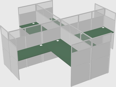 Shared l-shaped cubicles