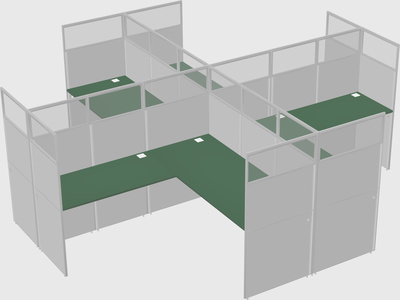 Shared l-shaped cubicles