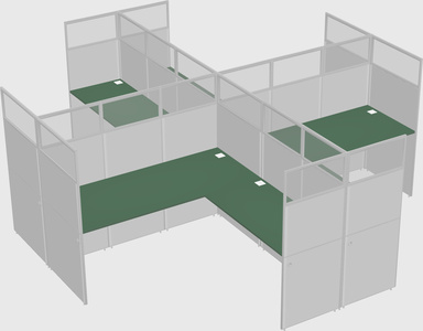Shared l-shaped cubicles