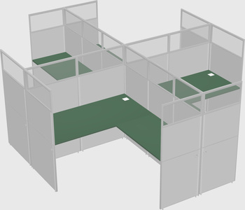 Shared l-shaped cubicles