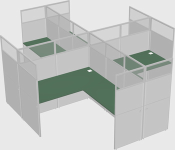 Shared l-shaped cubicles