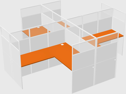 Shared l-shaped cubicles
