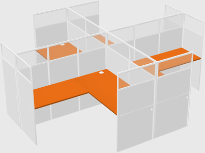 Shared l-shaped cubicles
