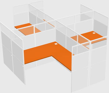 Shared l-shaped cubicles