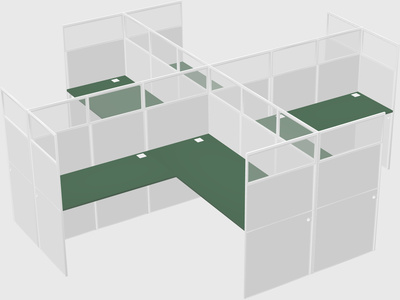 Shared l-shaped cubicles