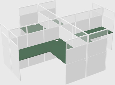 Shared l-shaped cubicles