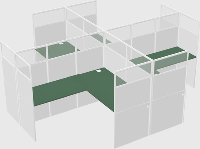 Shared l-shaped cubicles