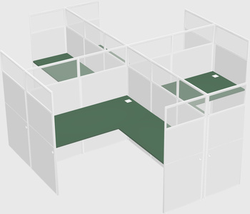 Shared l-shaped cubicles