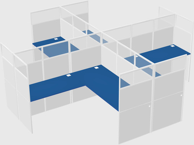 Shared l-shaped cubicles