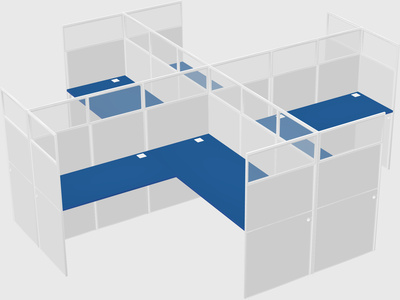 Shared l-shaped cubicles
